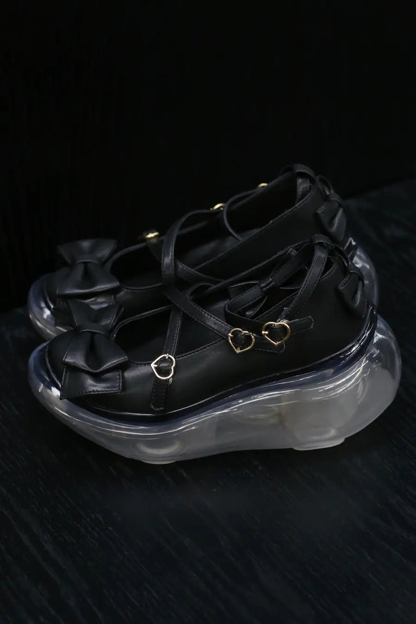 Jenny Fax Japan transparent air cushion original Mary Jane height increasing shoes series collection JF-JFAW23SHOES04-HEIHDJ black bow PJF4